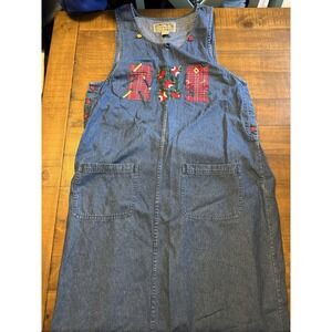 Tantrum Blues Denim Overall Jumper Dress Teacher School Size Large
